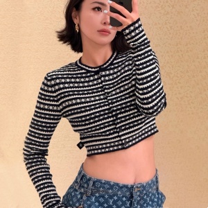 9A++ quality lv louis vuitton fan stripe cropped cardigan